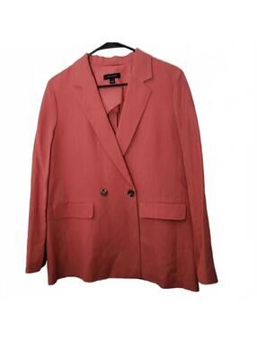 Ann Taylor Peach / Coral Double-Breasted Linen Blazer - Size 6